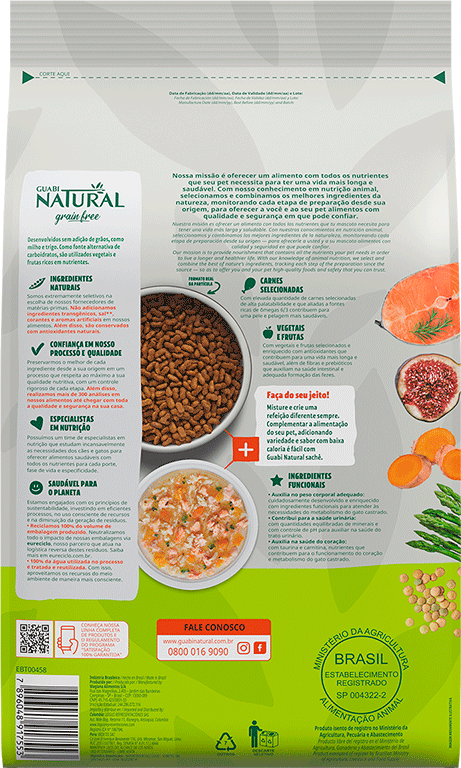 Ração Guabi Natural Grain Free Salmão e Lentilha para Gatos Castrados - 1,5Kg