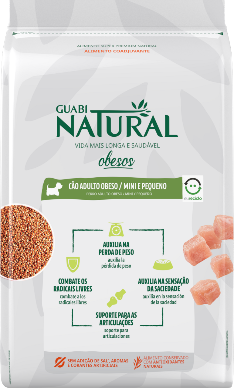 Ração Guabi Natural Frango para Cães Adultos Obesos Raças Mini e Pequeno - 1,5Kg