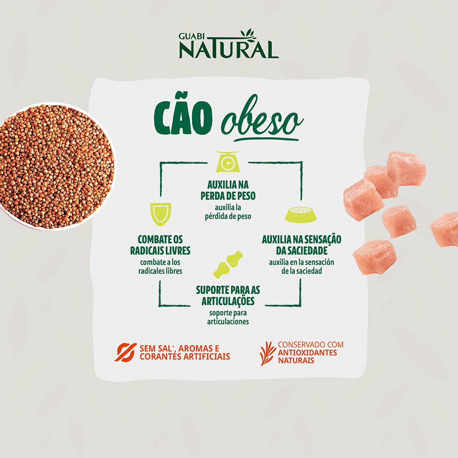 Ração Guabi Natural Frango para Cães Adultos Obesos Raças Mini e Pequeno - 1,5Kg