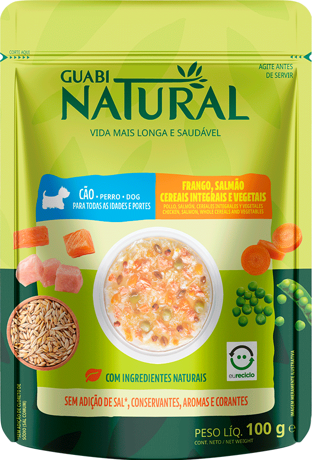 Ração Úmida Guabi Natural Frango, Salmão, Cereais e Vegetais para Cães - 100 g