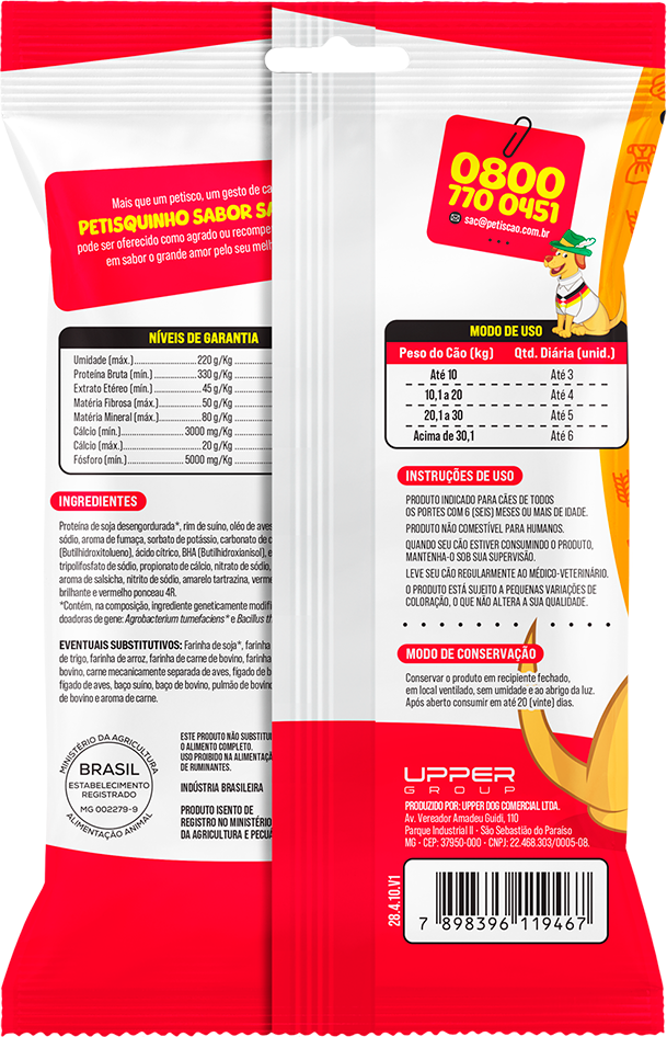 Bifinho Petiscão Alemanha para Cães sabor Salsicha - 60 g
