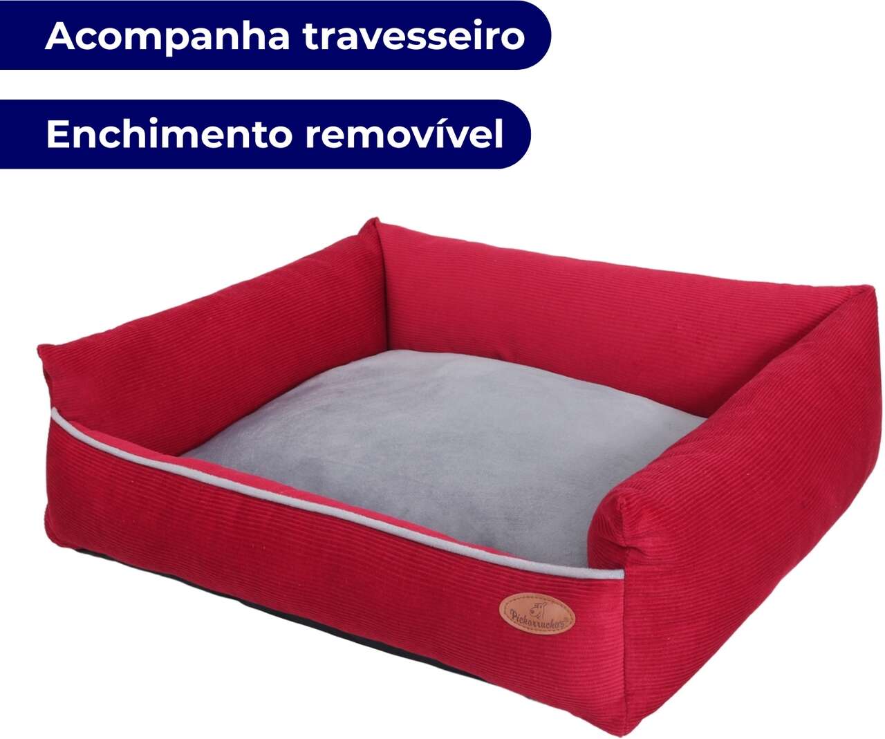 Cama Pickorruchos Milão Veludo Cereja para Cães e Gatos - Tam. P
