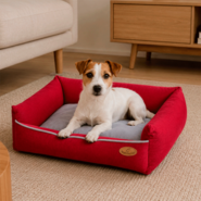 Cama Pickorruchos Milão Veludo Cereja para Cães e Gatos - Tam. M