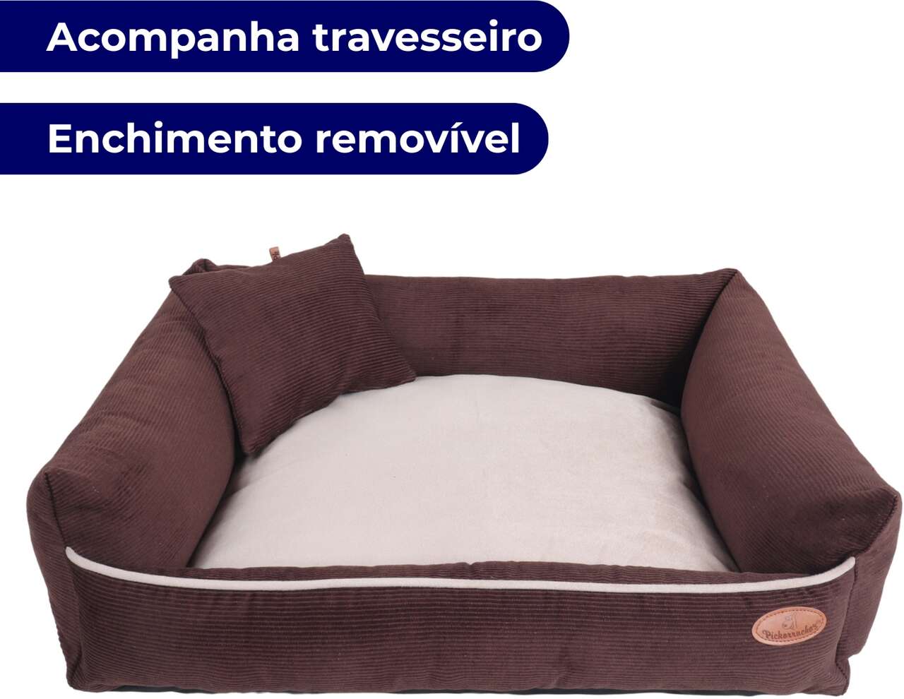 Cama Pickorruchos Milão Veludo Choco para Cães e Gatos - Tam. M