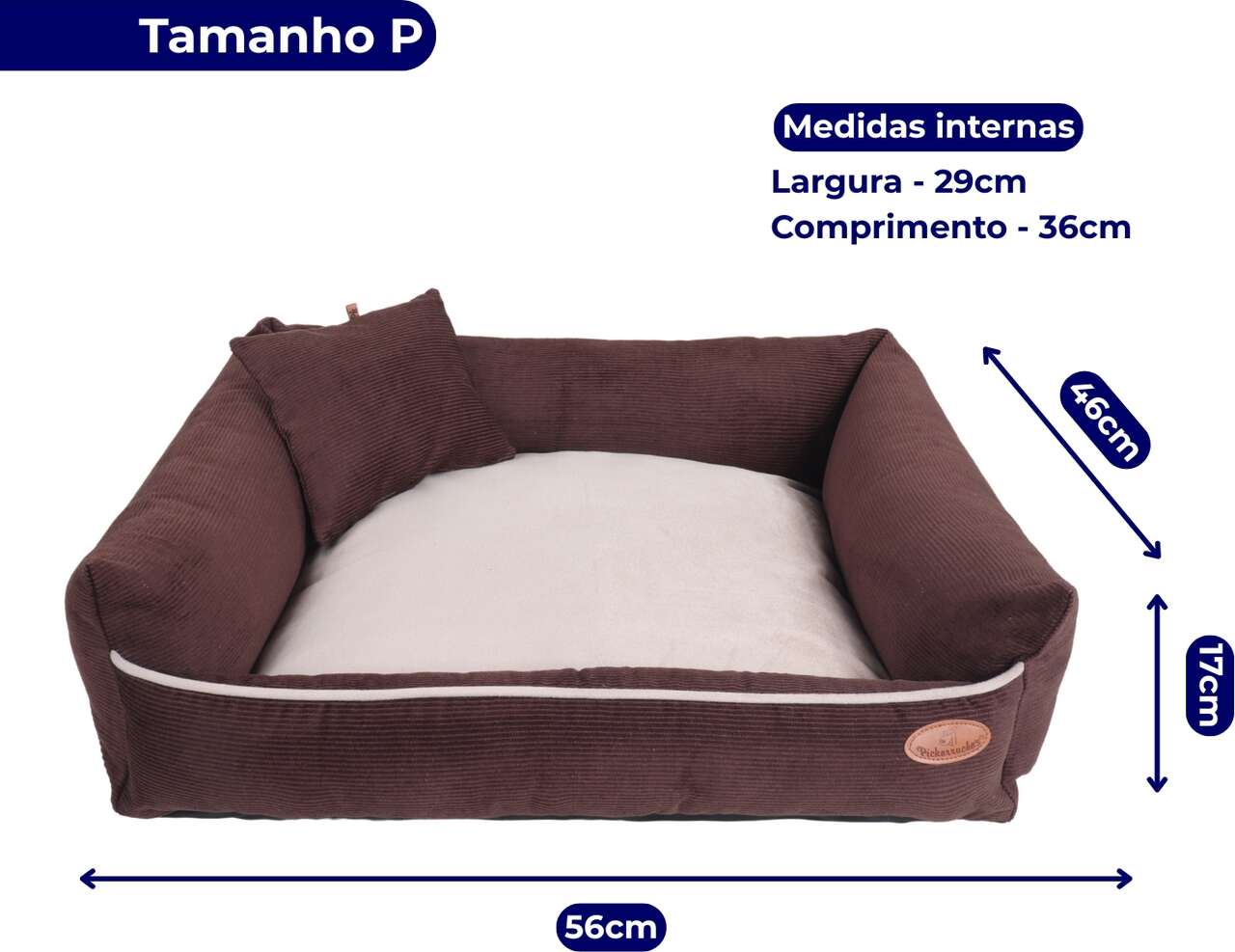 Cama Pickorruchos Milão Veludo Choco para Cães e Gatos - Tam. P