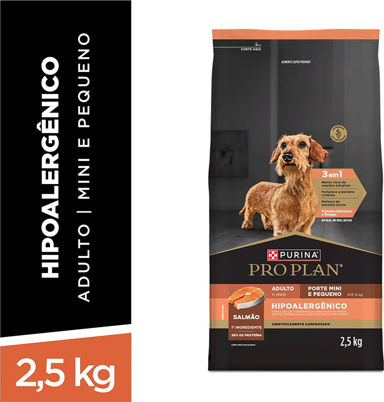 Ração Seca Pro Plan Hipoalergênico para Cães Raças Minis e Pequenas - 2,5Kg