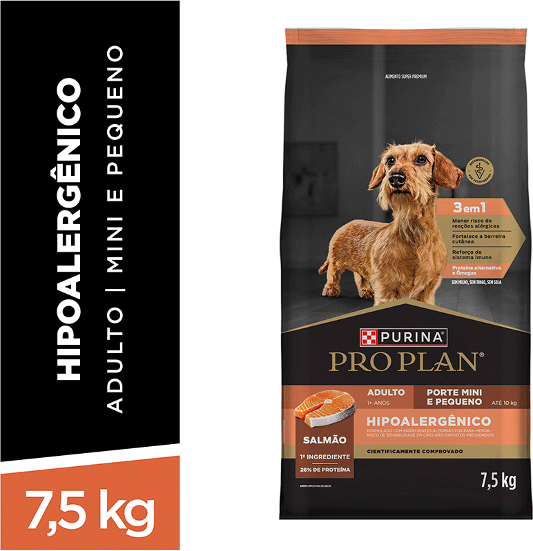 Ração Seca Pro Plan Hipoalergênico para Cães Raças Minis e Pequenas - 7,5Kg