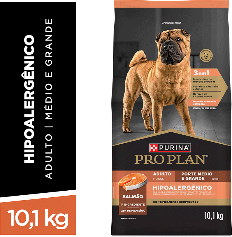 Ração Seca Pro Plan Hipoalergênico para Cães Raças Médias e Grandes - 10,1Kg