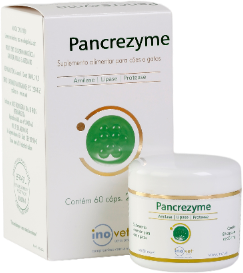 Suplemento Alimentar Inovet Pancrezyme 280 mg para Cães e Gatos - 60 Cápsulas