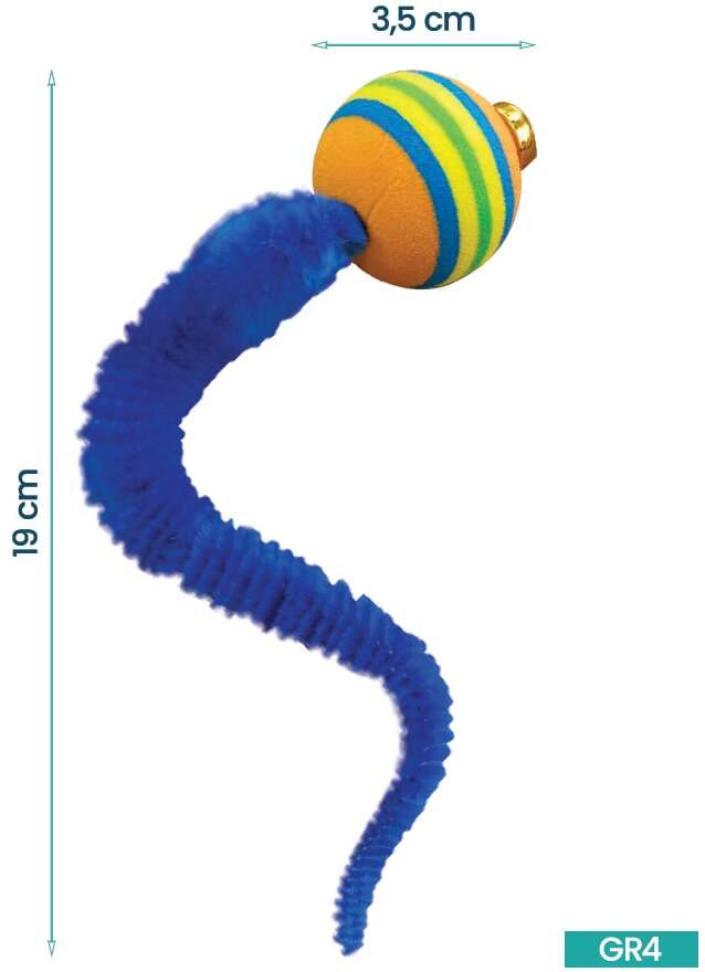 Brinquedo Interativo Savana Pet Bola com Guizo e Calda Azul para Gatos - Tam. Único