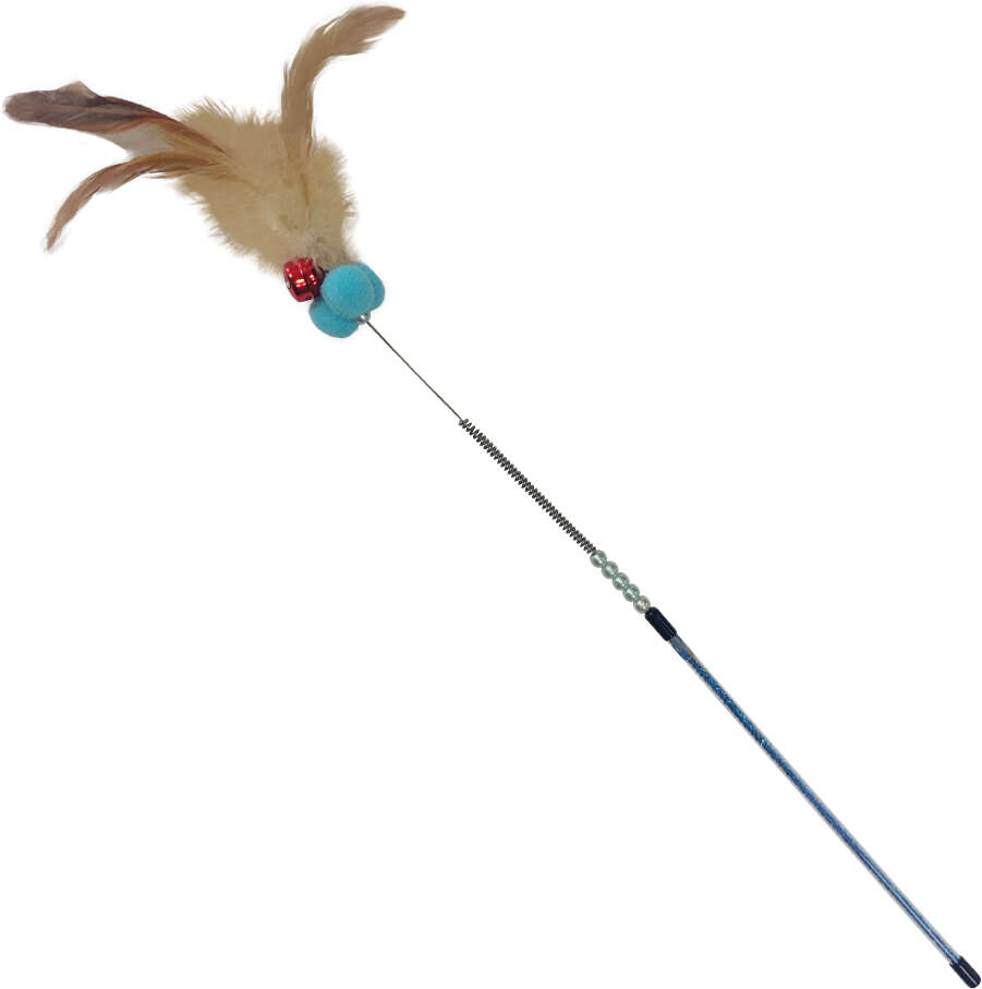 Brinquedo Interativo Savana Pet Vareta Mola com Sino e Penas - Tam. Único