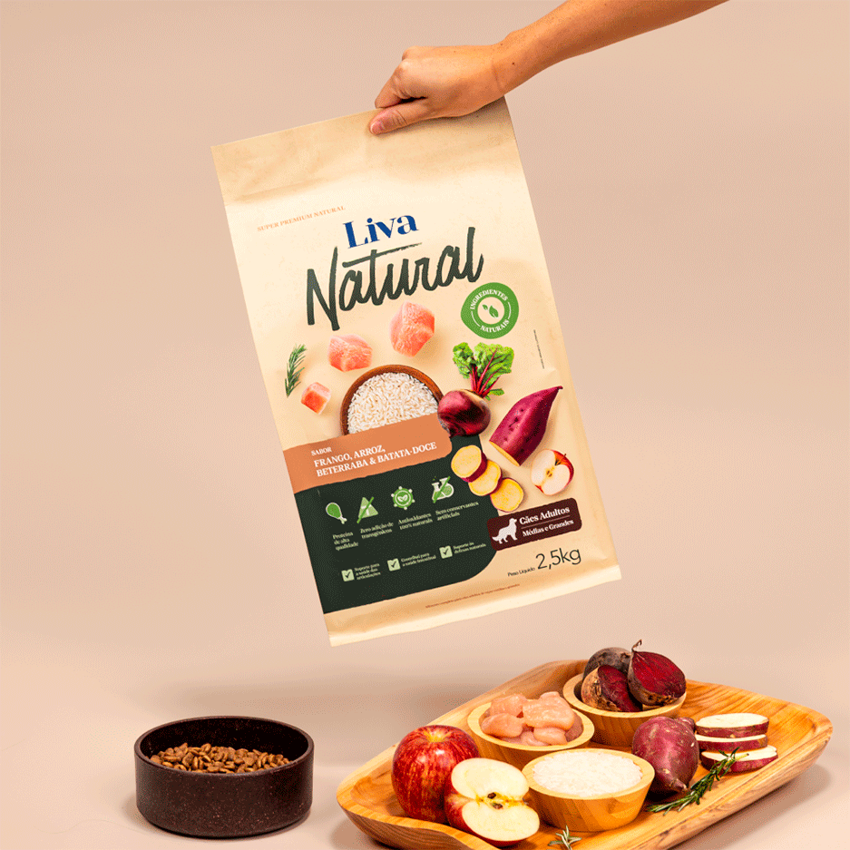 Ração Liva Natural Frango e Batata Doce para Cães Filhotes de Raças Médias e Grandes - 10,1Kg