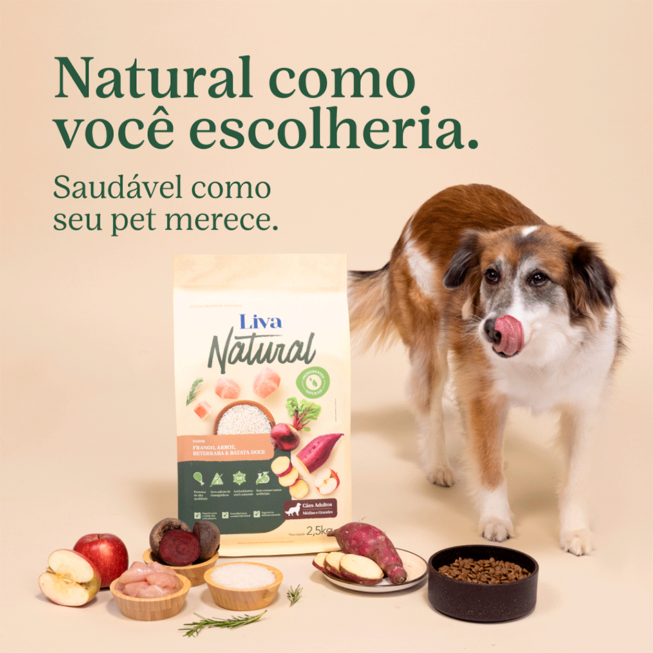 Ração Liva Natural Frango e Batata Doce para Cães Sênior de Raças Médias e Grandes - 10,1Kg