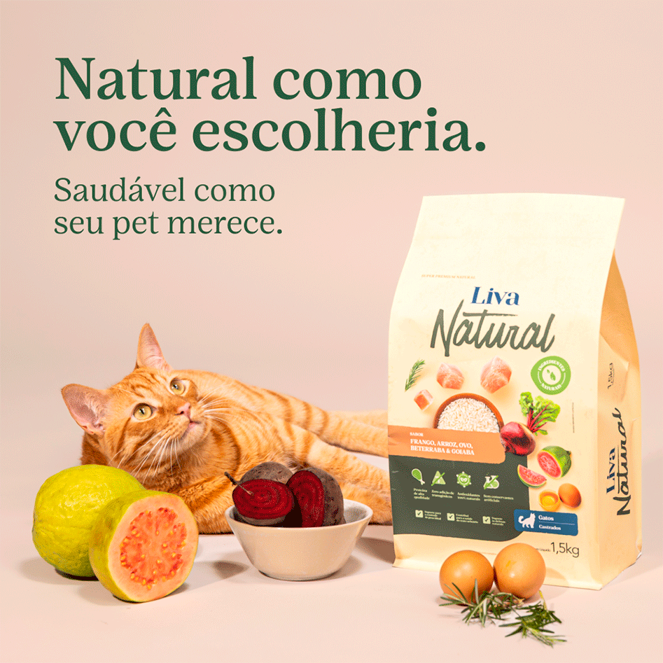 Ração Liva Natural Salmão e Goiaba para Gatos Filhotes - 7,5Kg