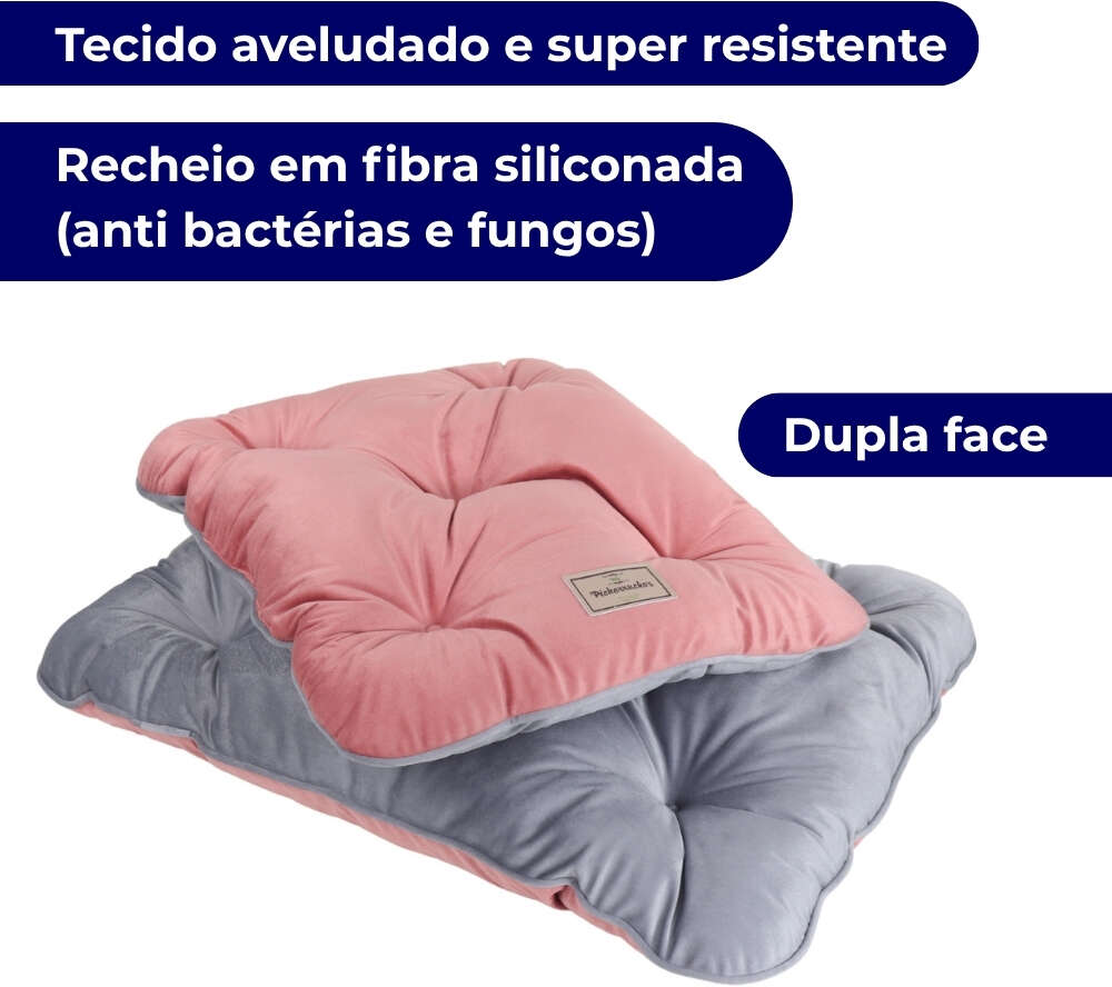 Almofada Pickorruchos Suede Rosa para Cães e Gatos - Tam. M