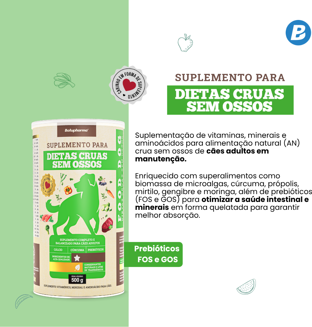Suplemento Vitamínico Botupharma Pet Food Dog Dietas Cruas Sem Ossos - 500 g