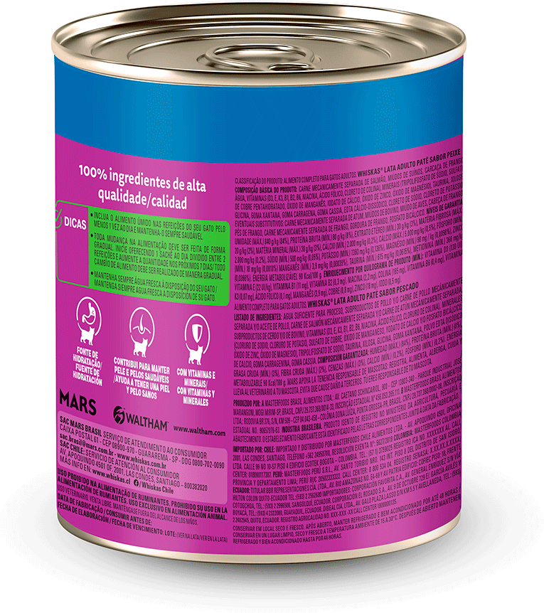 Ração Whiskas Lata Patê de Peixe - 290 g
