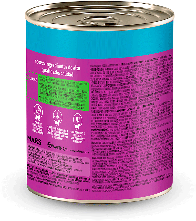 Ração Whiskas Lata Patê de Atum - 290 g