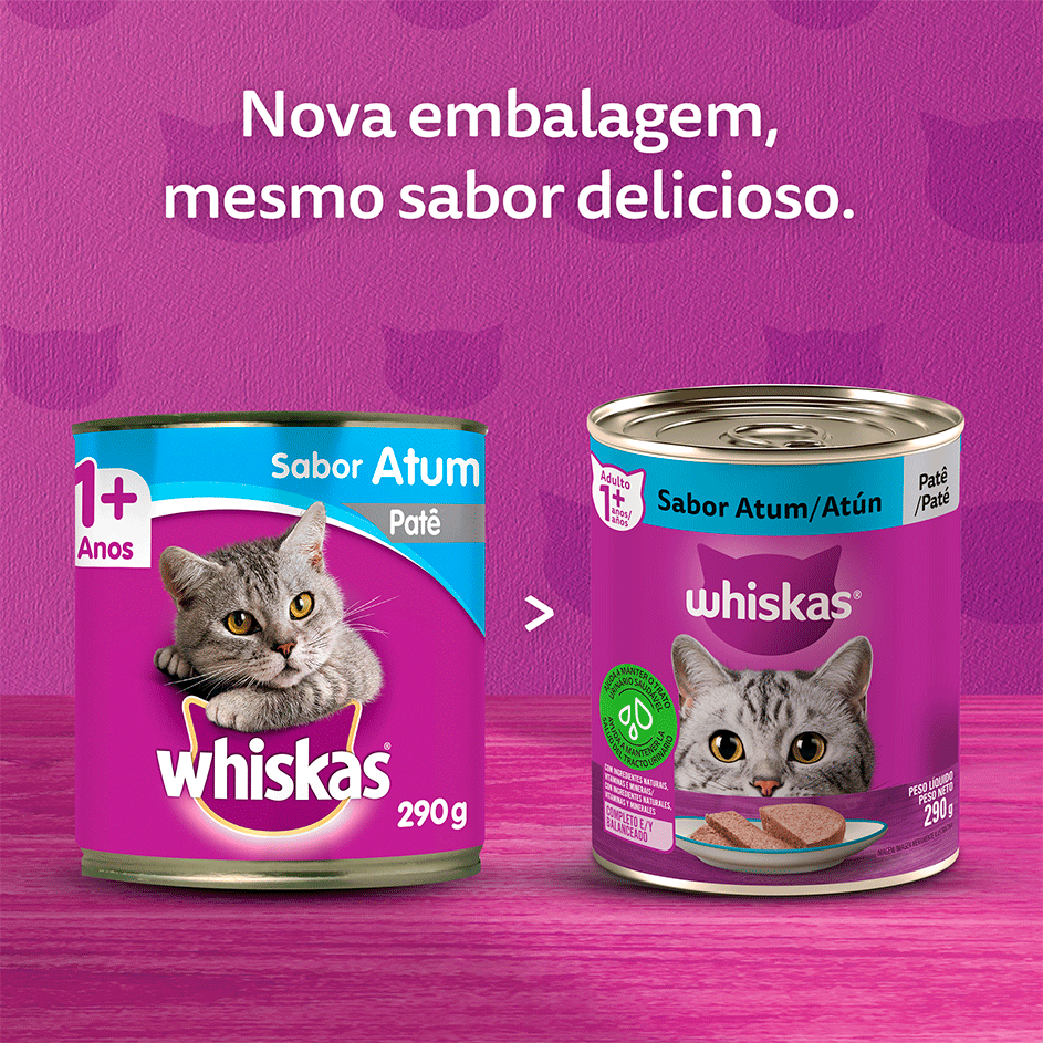 Ração Whiskas Lata Patê de Atum - 290 g