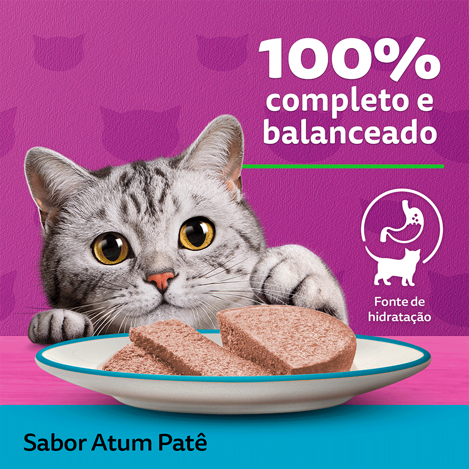 Ração Whiskas Lata Patê de Atum - 290 g