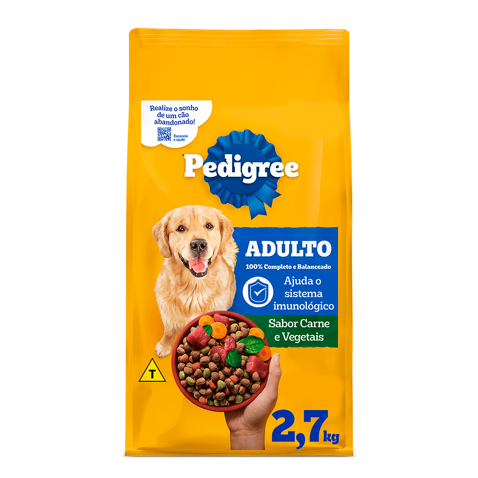 Ração Seca Pedigree Carne e Vegetais para Cães Adultos Raças Médias e Grandes - 2,7Kg