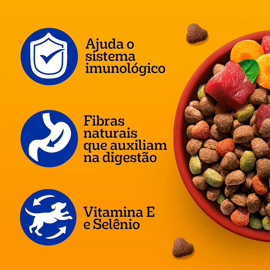 Ração Seca Pedigree Carne e Vegetais para Cães Adultos Raças Médias e Grandes - 7Kg