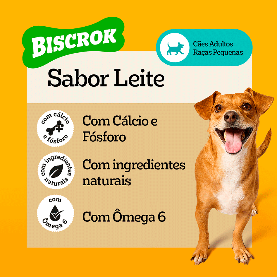 Biscoito Pedigree Biscrok para Cães Adultos Porte Pequeno Sabor Leite - 1Kg