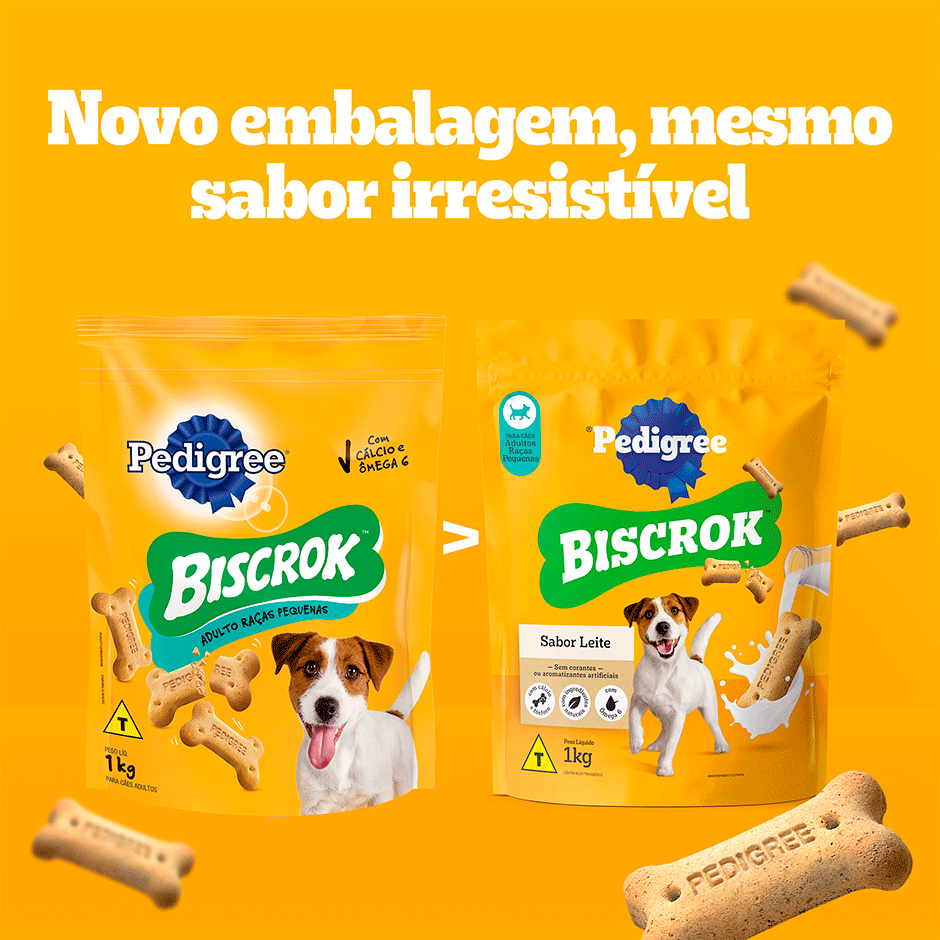 Biscoito Pedigree Biscrok para Cães Adultos Porte Pequeno Sabor Leite - 1Kg