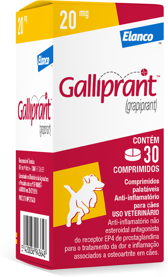 Anti-Inflamatório Elanco Galliprant 20 mg para Cães - 30 Comprimidos