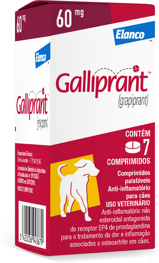 Anti-Inflamatório Elanco Galliprant 60 mg para Cães - 7 Comprimidos