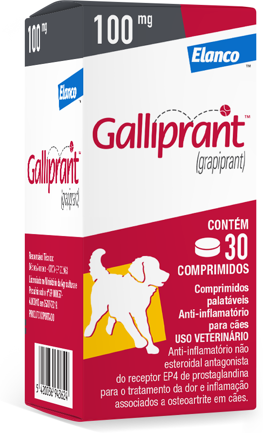 Anti-Inflamatório Elanco Galliprant 100 mg para Cães - 30 Comprimidos
