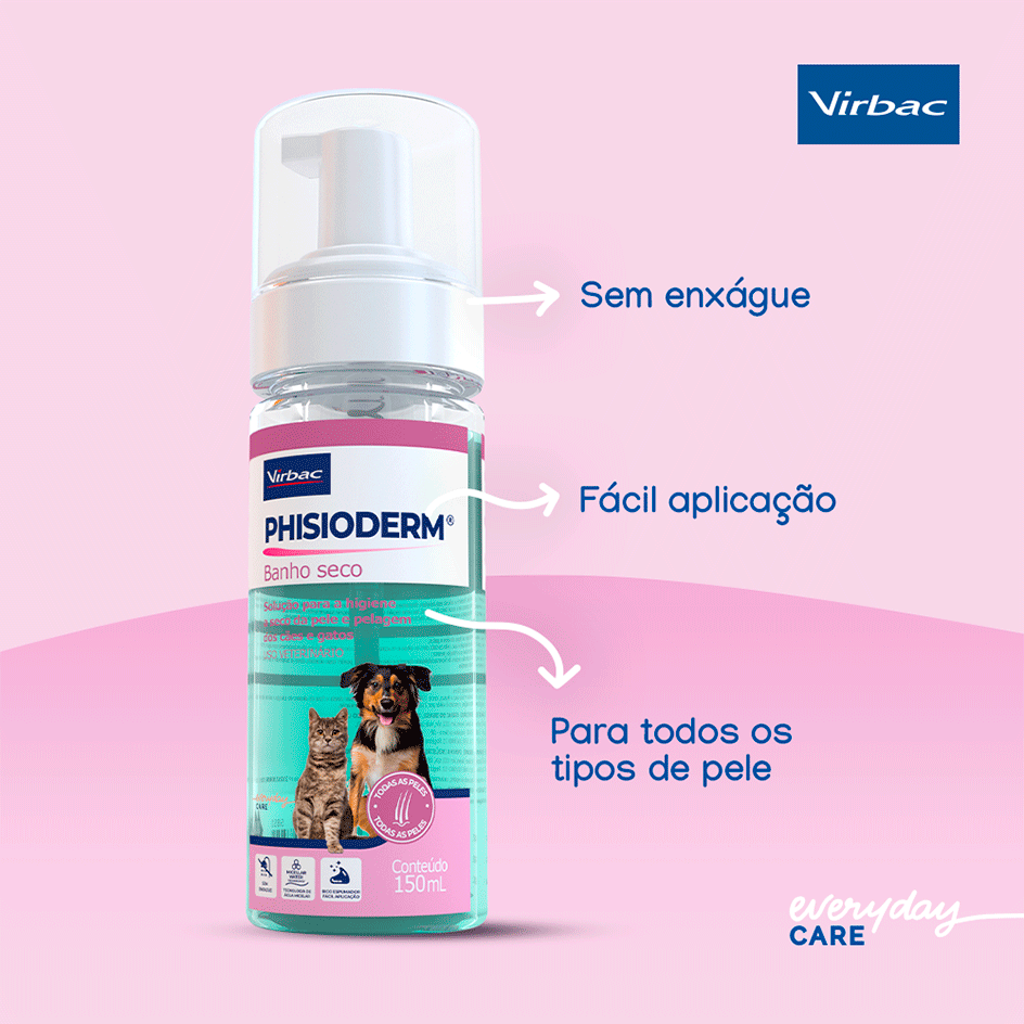 Banho a Seco Virbac Phisioderm para Cães e Gatos - 150 mL