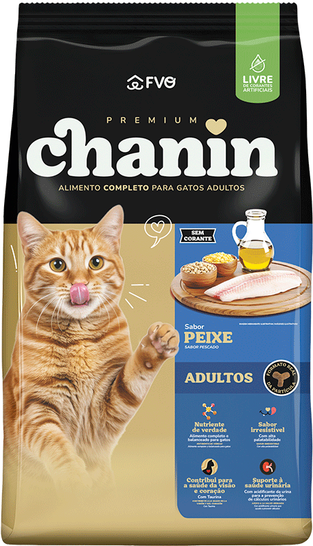 Ração Seca Chanin Natural Peixe para Gatos Adultos - 10,1Kg
