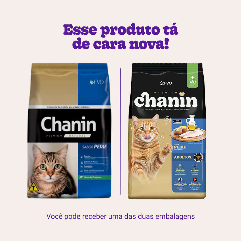 Ração Seca Chanin Natural Peixe para Gatos Adultos - 10,1Kg