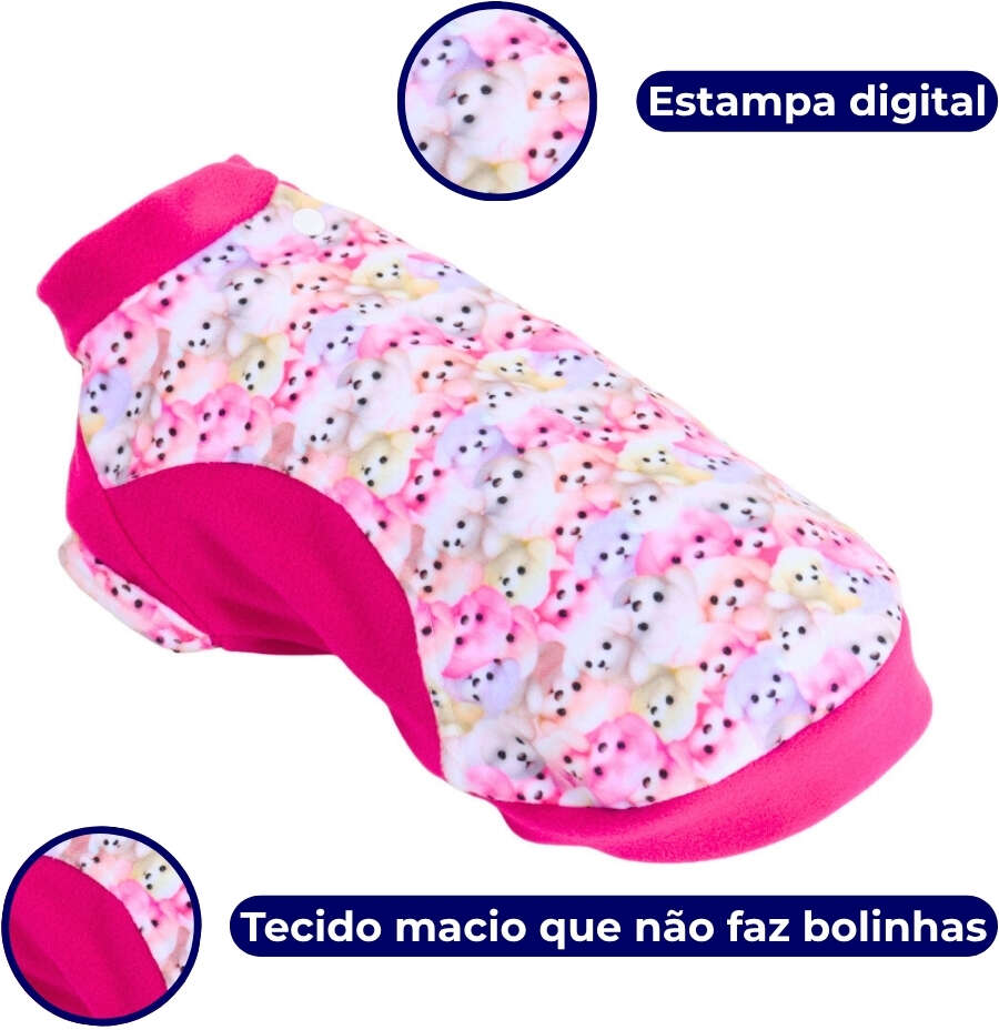 Moletom Pickorruchos Soft Print Rosa - Tam. 01