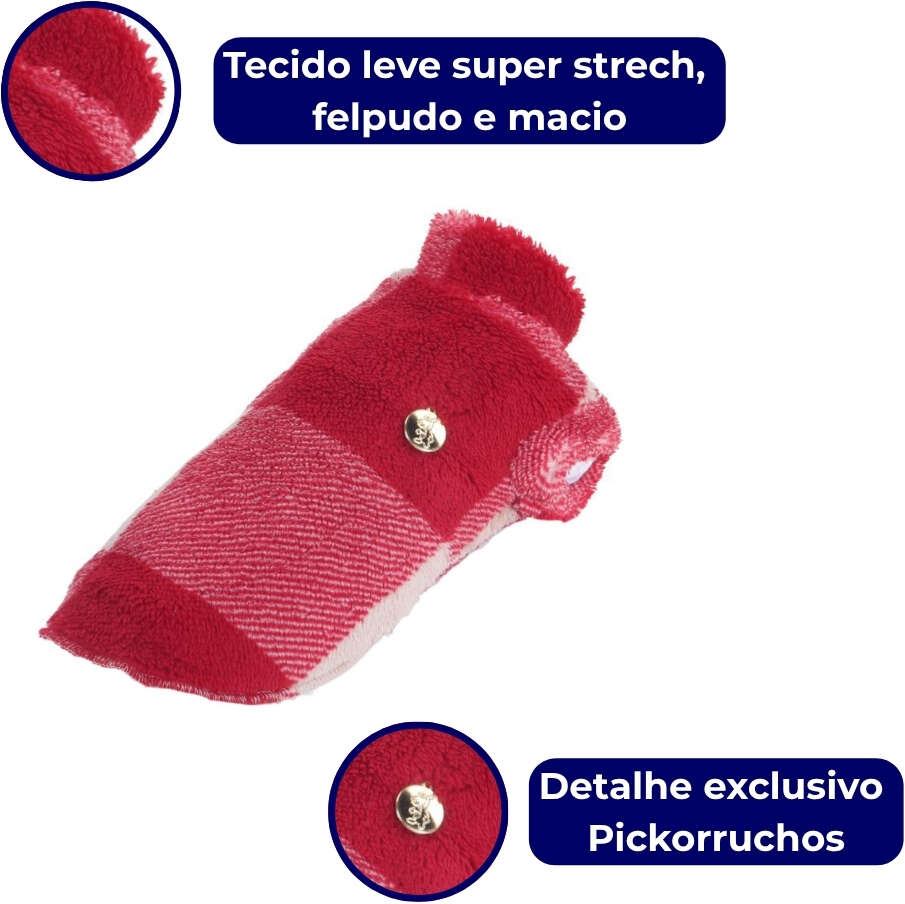 Moletom Felpudo Pickorruchos Floc Xadrez Cereja - Tam. 02