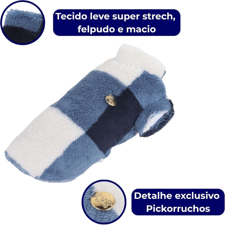 Moletom Felpudo Pickorruchos Floc Xadrez Azul - Tam. 04