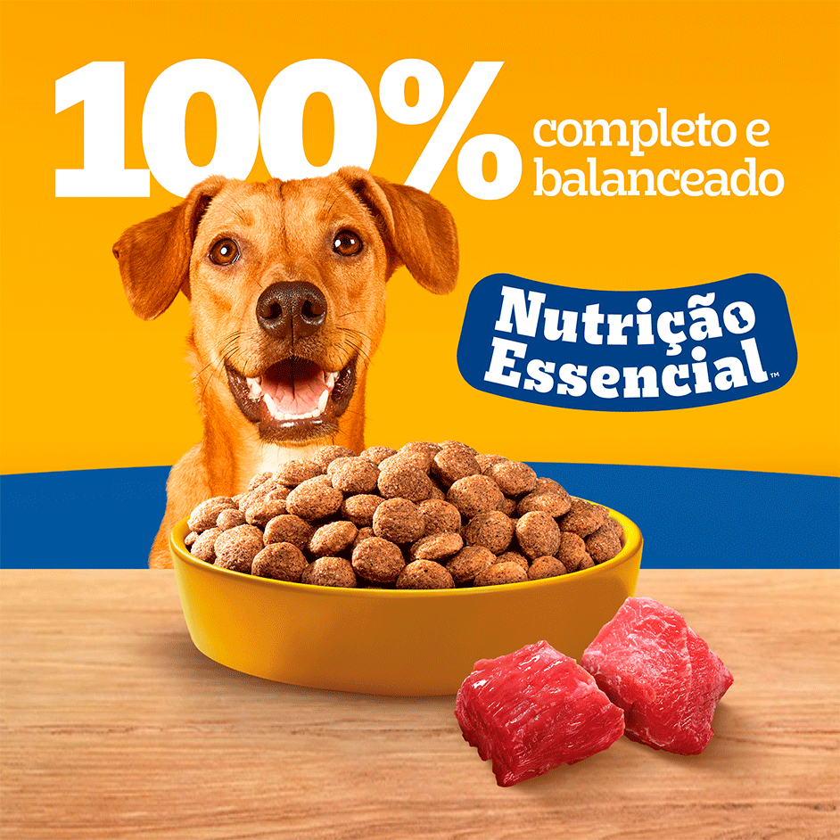 Ração Seca Pedigree Nutrição Essencial Carne para Cães Adultos Raças Médias e Grandes - 15Kg