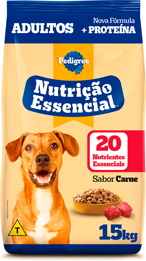 Ração Seca Pedigree Nutrição Essencial Carne para Cães Adultos Raças Médias e Grandes - 15Kg