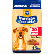 Ração Seca Pedigree Nutrição Essencial Carne para Cães Adultos Raças Médias e Grandes - 15Kg