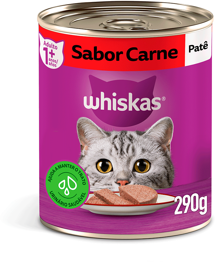 Ração Whiskas Lata Patê de Carne - 290 g
