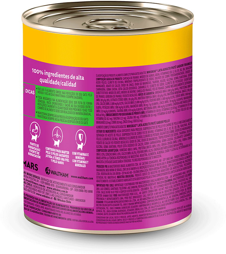 Ração Whiskas Lata Patê de Frango - 290 g