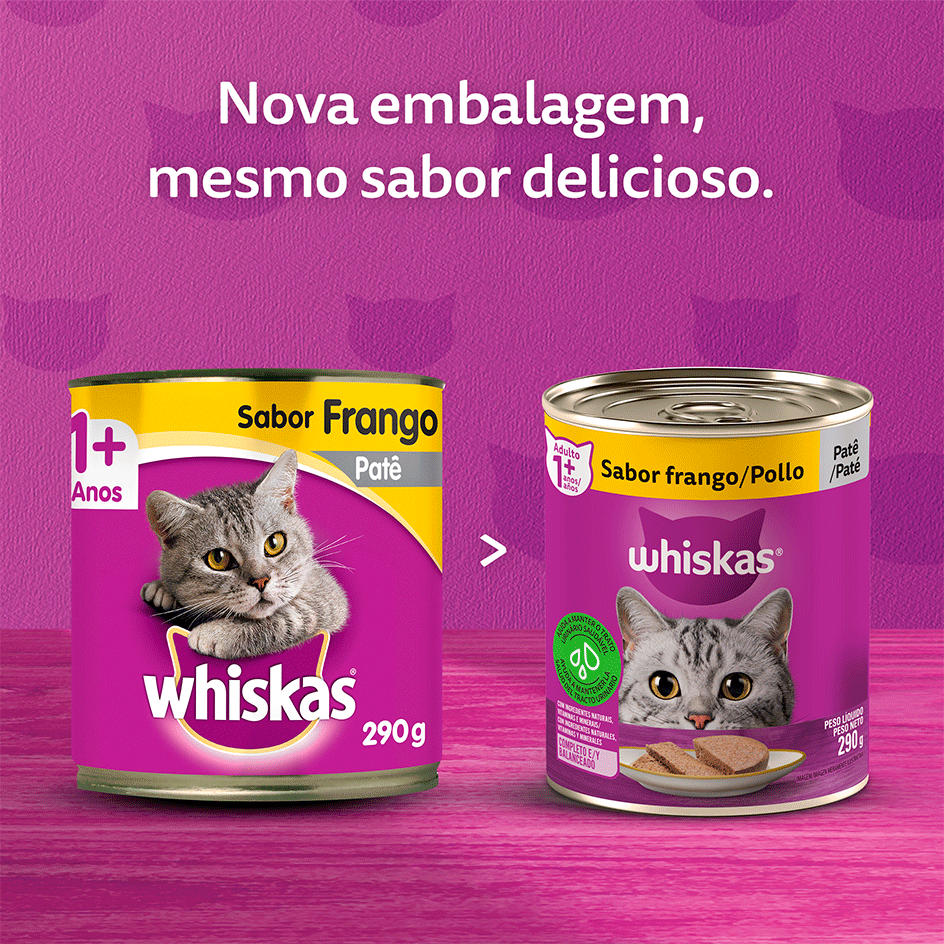 Ração Whiskas Lata Patê de Frango - 290 g
