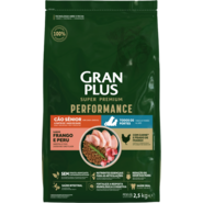 Ração Seca GranPlus Performance para Cães Seniores Todas Raças sabor Frango e Peru - 2,5Kg