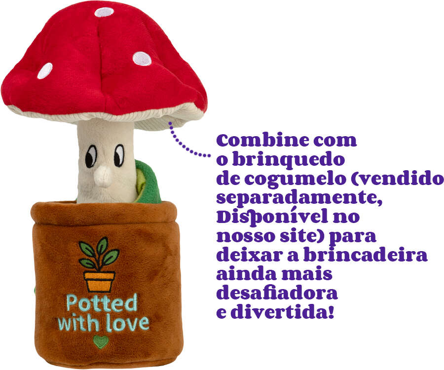 Brinquedo Pelúcia Qmonster Vaso Esconde Petiscos Marrom para Cães - Tam. Único