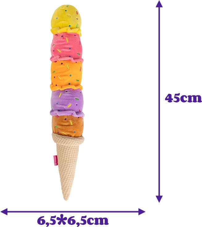 Brinquedo Pelúcia Qmonster Sorvete Cascão Colorido para Cães - Tam. Único