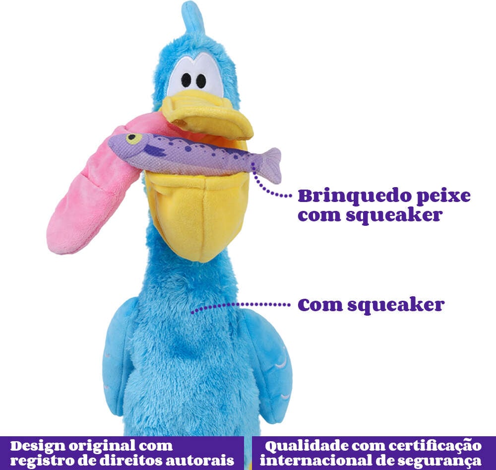 Brinquedo Pelúcia Qmonster Pelicana Dada Azul para Cães - Tam. Único