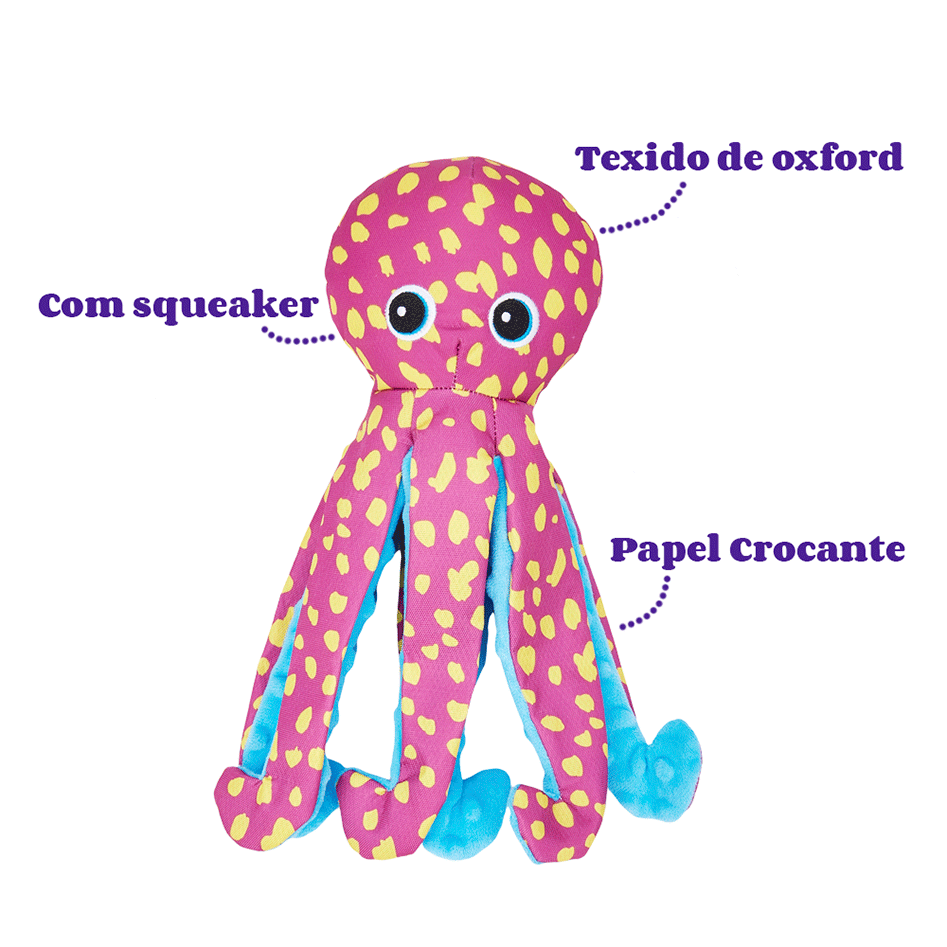 Brinquedo Pelúcia Fofos Polvo Dançante Rosa para Cães - Tam. Único