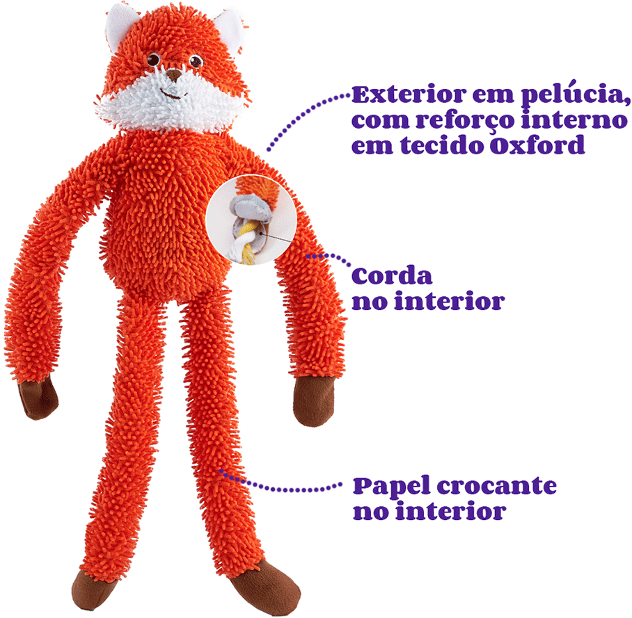Brinquedo Pelúcia Fofos Raposa Tough Laranja para Cães - Tam. Único