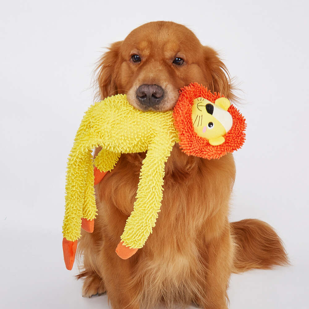 Brinquedo Pelúcia Fofos Leão Tough Amarelo para Cães - Tam.Único